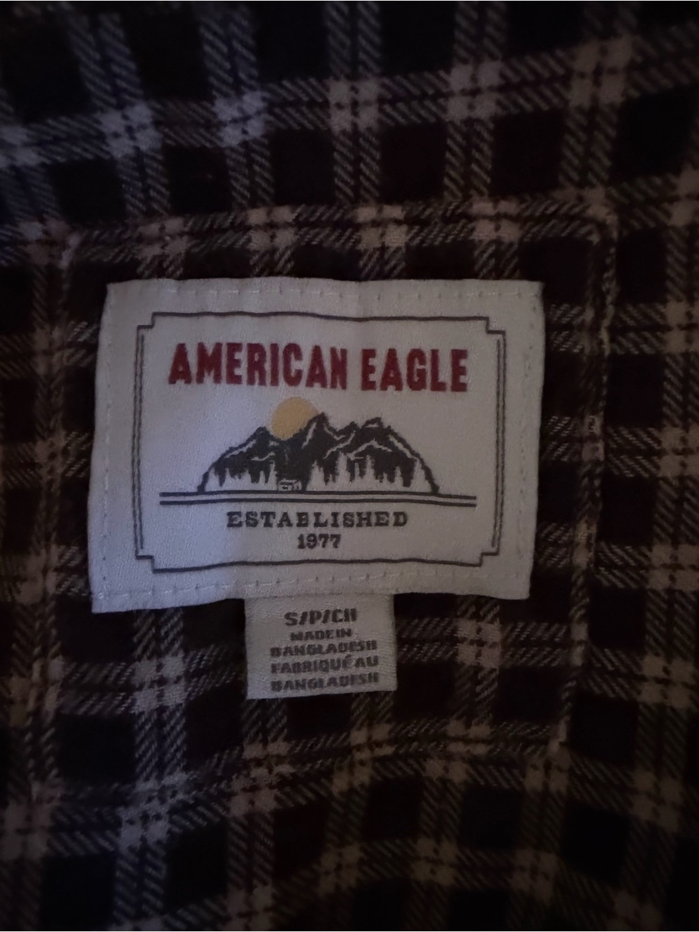 American Eagle Outfitters Brown and Cream Plaid Button-Up Shirt - Picture 2 of 2